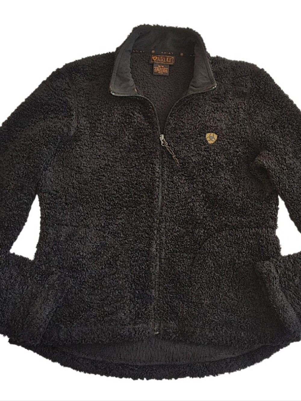 ARIAT Women's Fuzzy Fleece Jacket Full Zip Long Sleeve Fall/Winter Black M